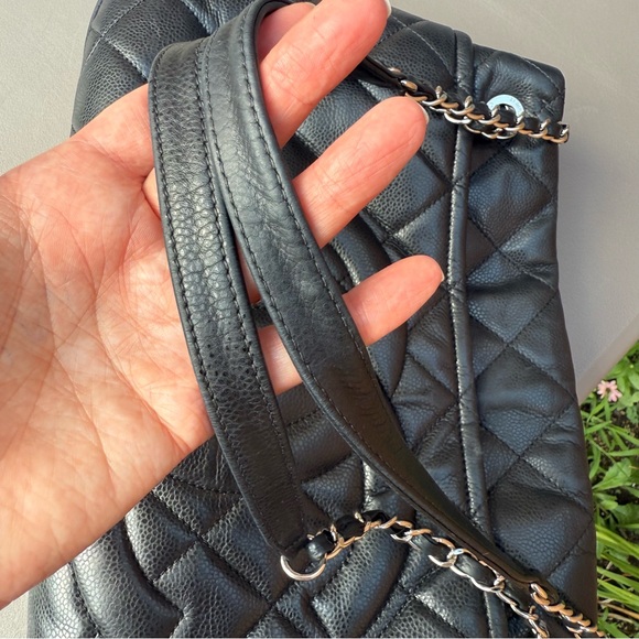 Chanel Black Quilted Leather Shopper Tote Shoulder Bag Silver Hardware - Picture 14 of 17
